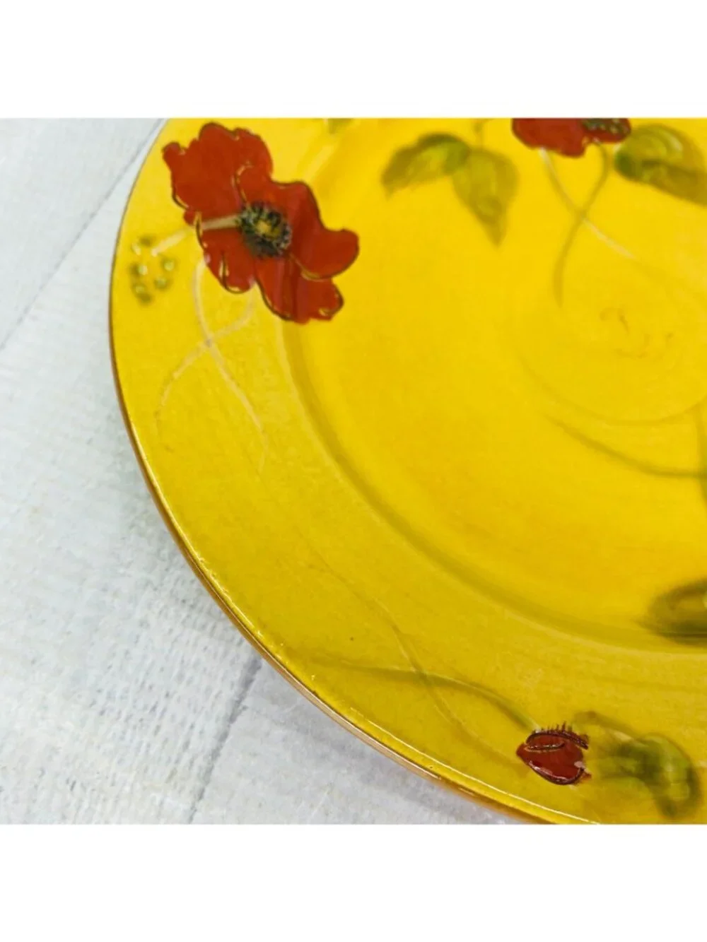 Living Quaters FLEUR DE PARADIS Red Hibiscus Ceramic Lunch Salad Plates Set 4